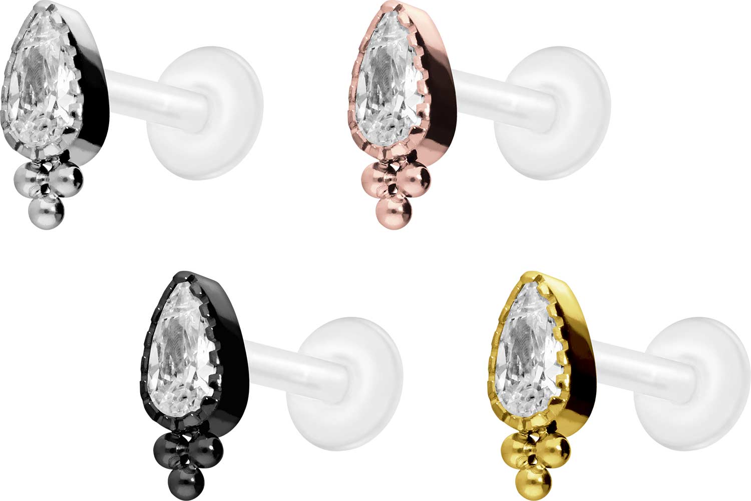 PIERCINGLINE Piercing Stecker PTFE Labret mit Innengewinde + Titan-Aufsatz - Bild 1 von 41